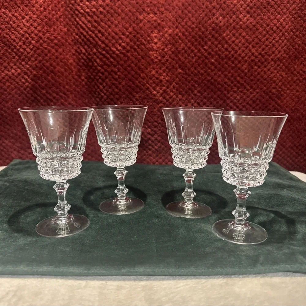 CRISTAL D'ARQUES 4 Crystal Wine Glass Tuilleries Villandry Durand VTG 5.25x3
